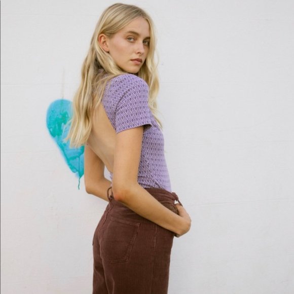 NWT - Zara Open Back Collared Bodysuit in Purple - Picture 3 of 5